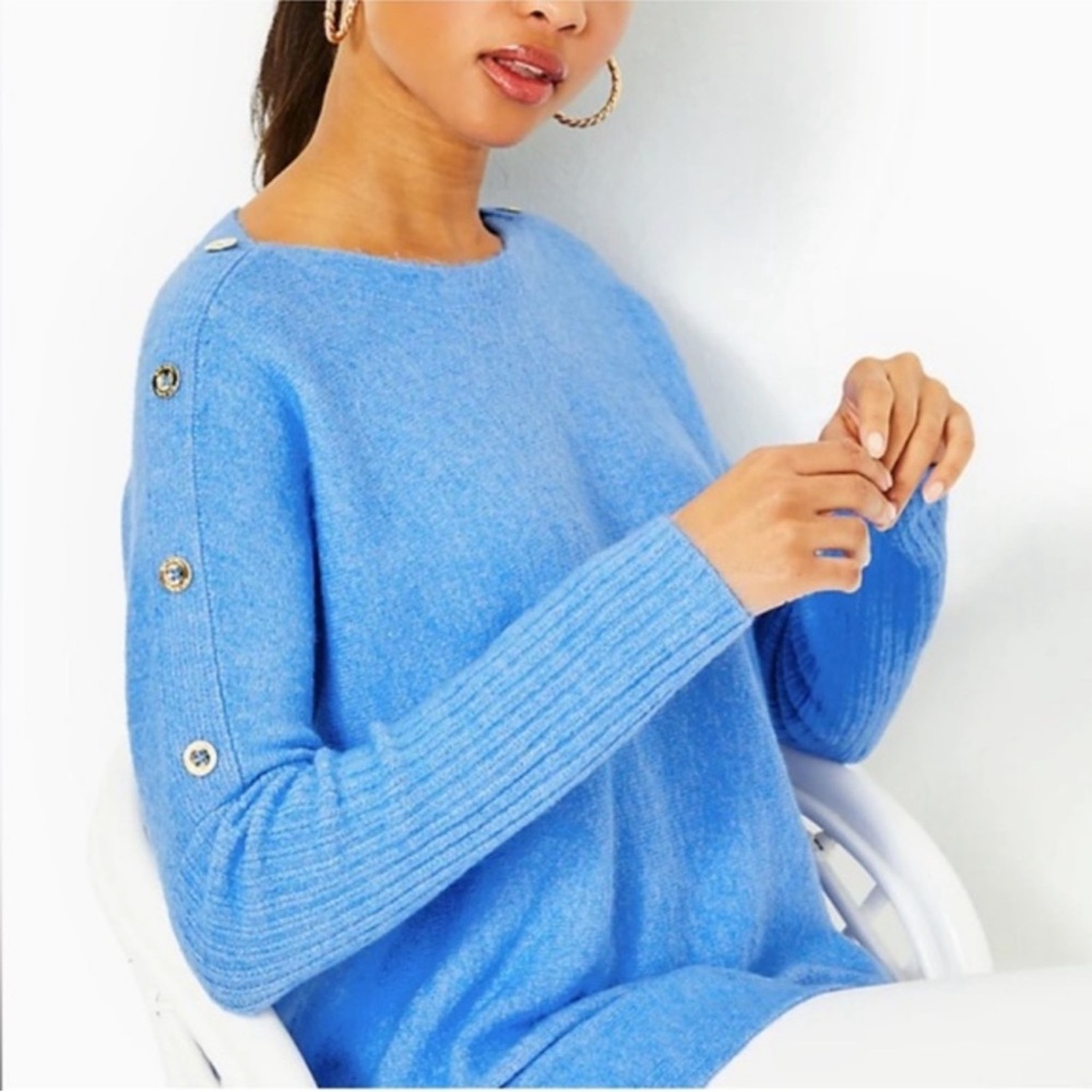 Lily Pulitzer Arna Hearhered Abacu Blue Sweater